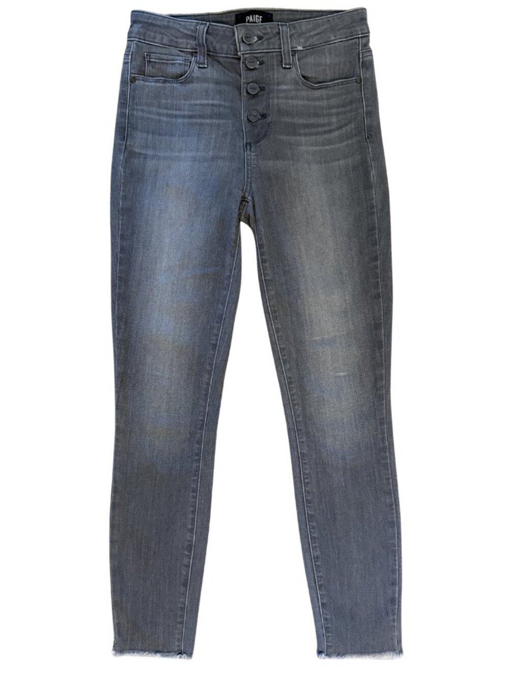 PAIGE Hoxton High Rise Jeans Grey Wash Size 25 Raw Hem